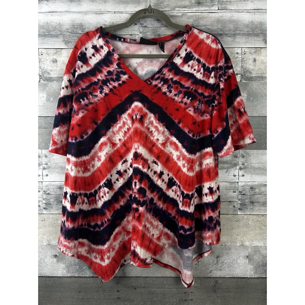 Attitudes By Renee Women's Medium Short Sleeve Tie-Dye Blouse